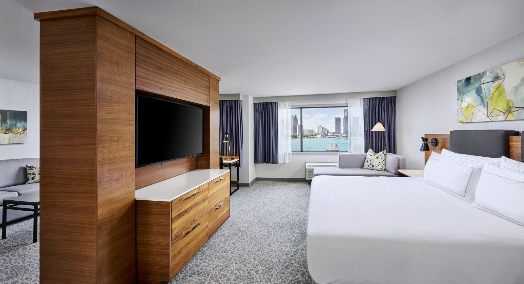 Suite with view of the Detroit River
